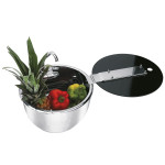 Evier inox rond avec couvercle en verre