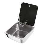 Evier inox rectangulaire avec couvercle en verre